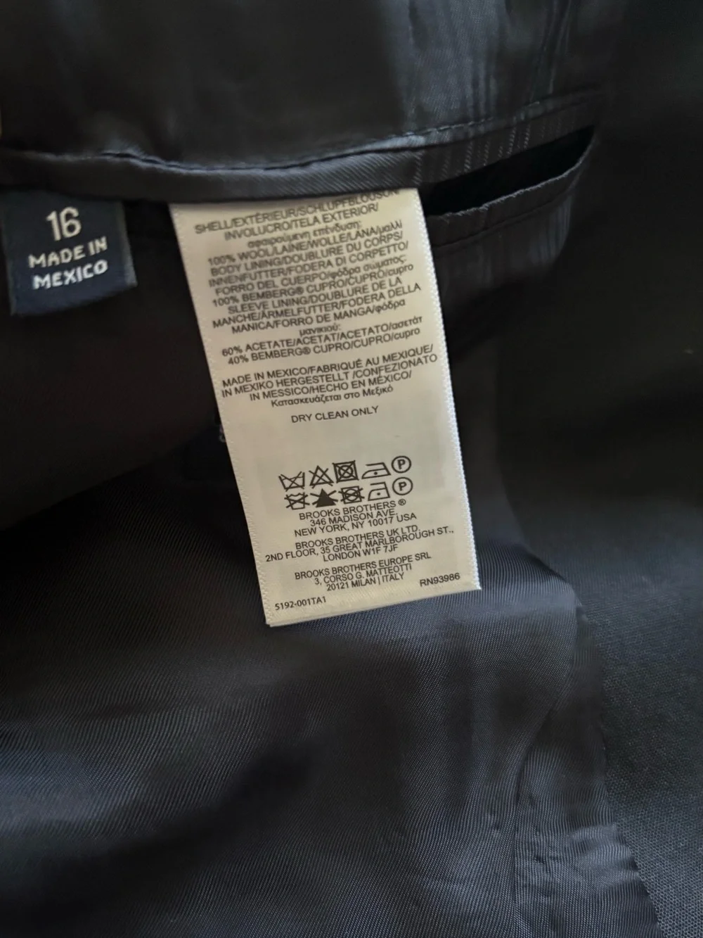 Brooks Brother's Red Fleece Navy Blue Boy's Blazer 16